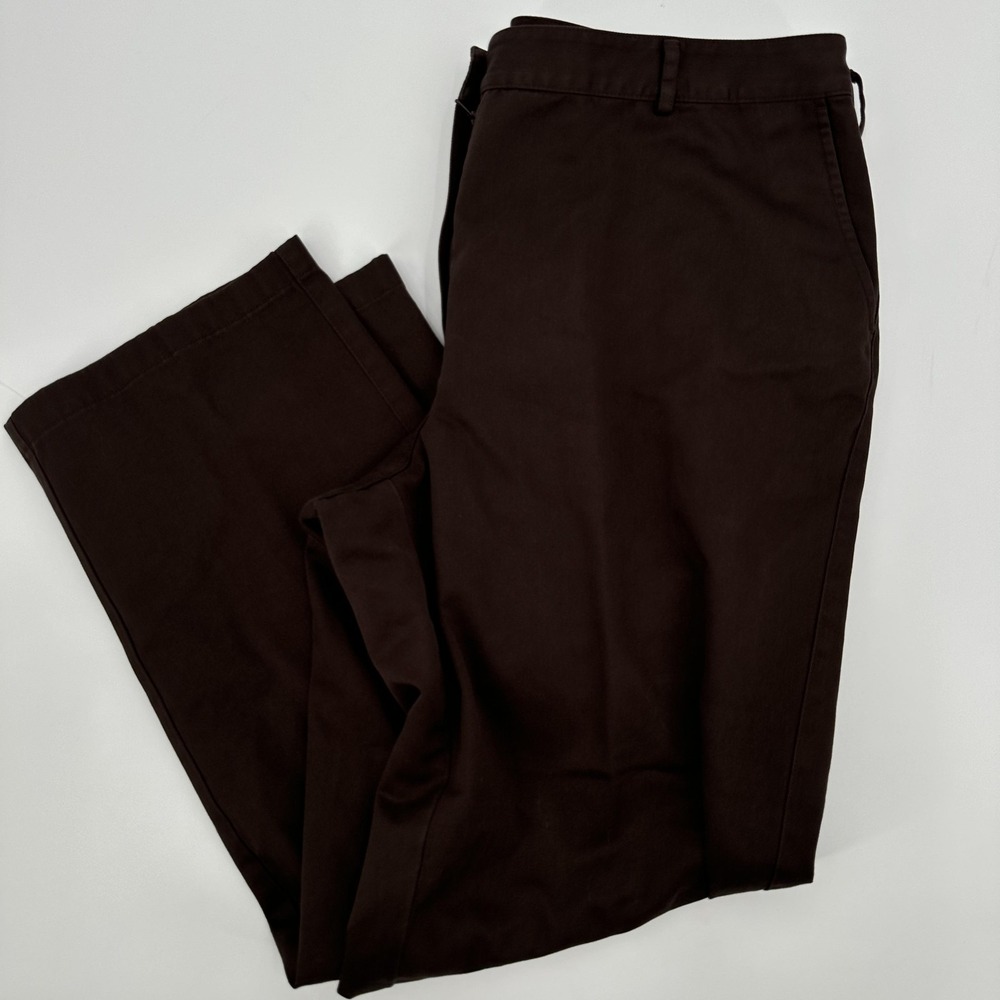 L.L. Bean Pants Womens 18 Regular Brown‎ Straight Fit Chino Twill Flat Front